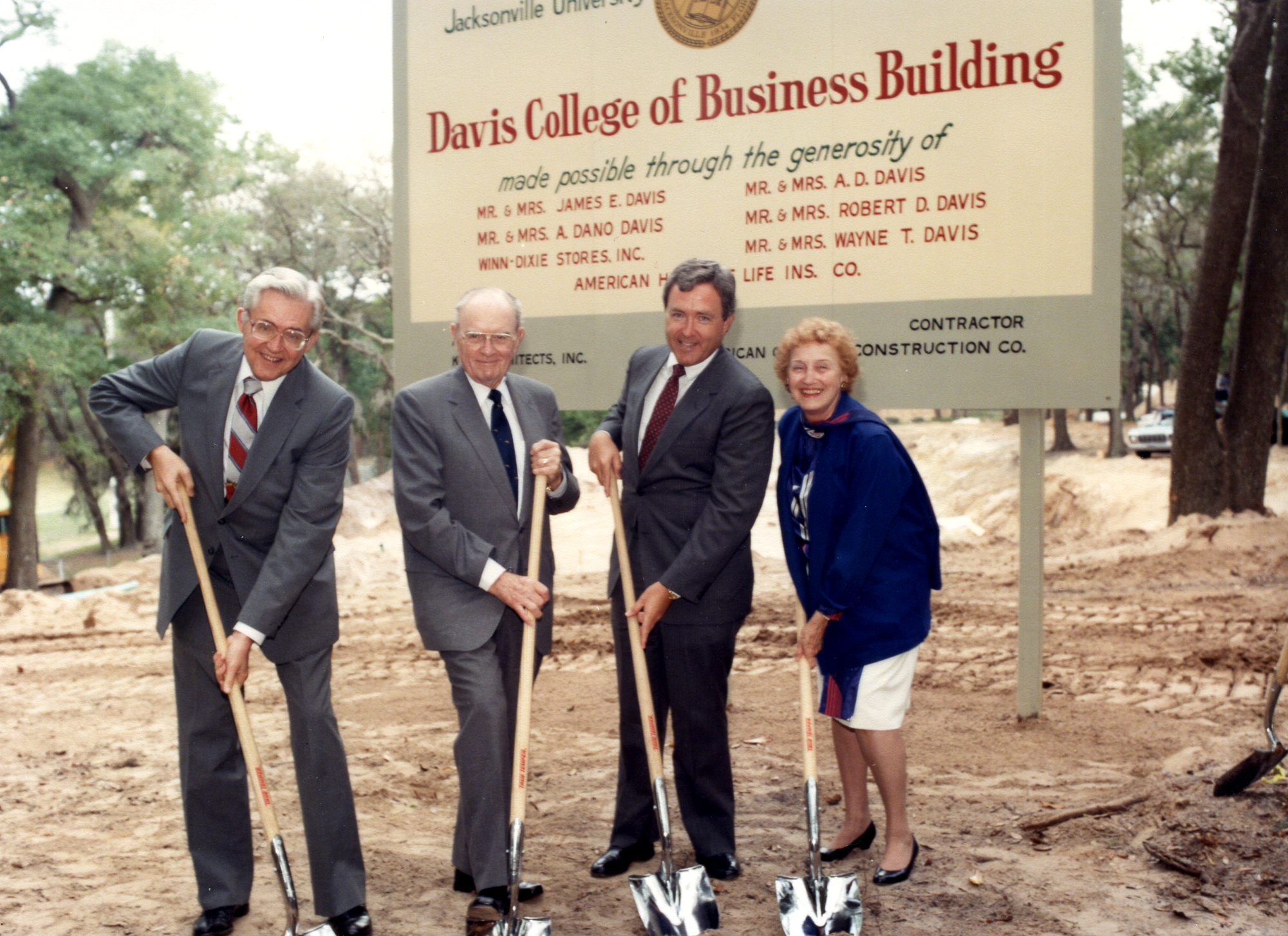 Dr. Francis Kinne breaking ground for the Davis College of Business building. 