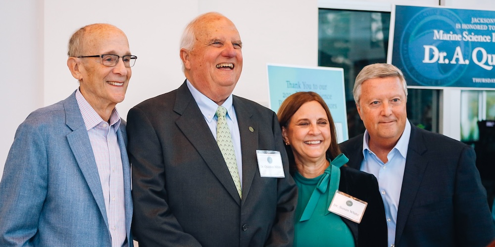 Bob Rhodes, Dr. Quinton White, Dr. Susan White, JU President Tim Cost