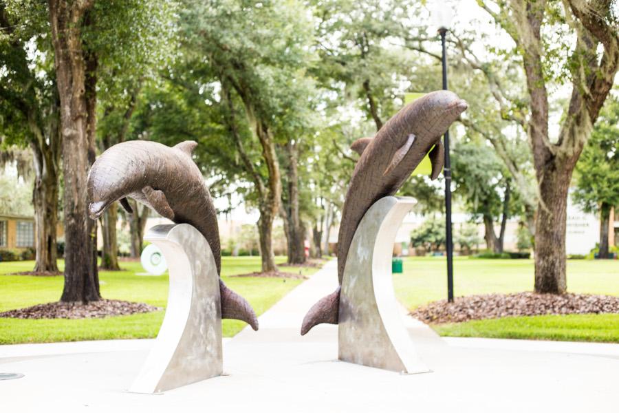 The dolphin status in front of Howard Administration Building