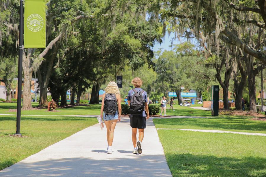 Students walking at Jacksonville University Campus