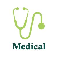 stethoscope icon with the word medical underneath it