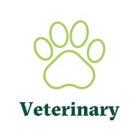 animal paw icon with the word 'veterinary' underneath