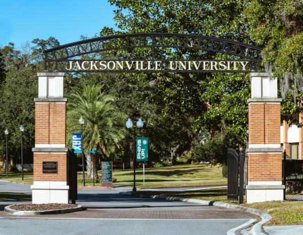 Jacksonville University entrance gates.