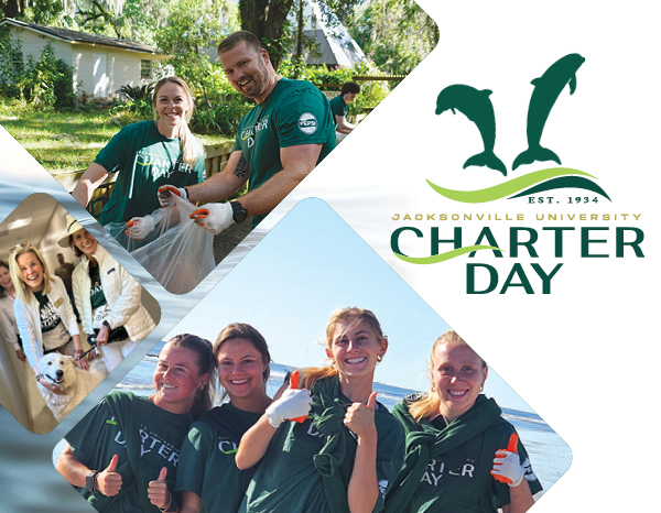 Students participating on Charter Day at a Jacksonville University's partner location