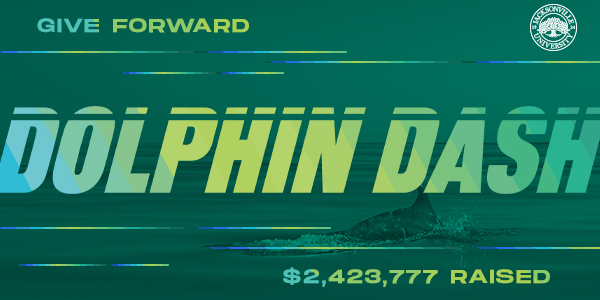 Graphic with text "Give Forward, Dolphin Dash, $2,423,777 raised"