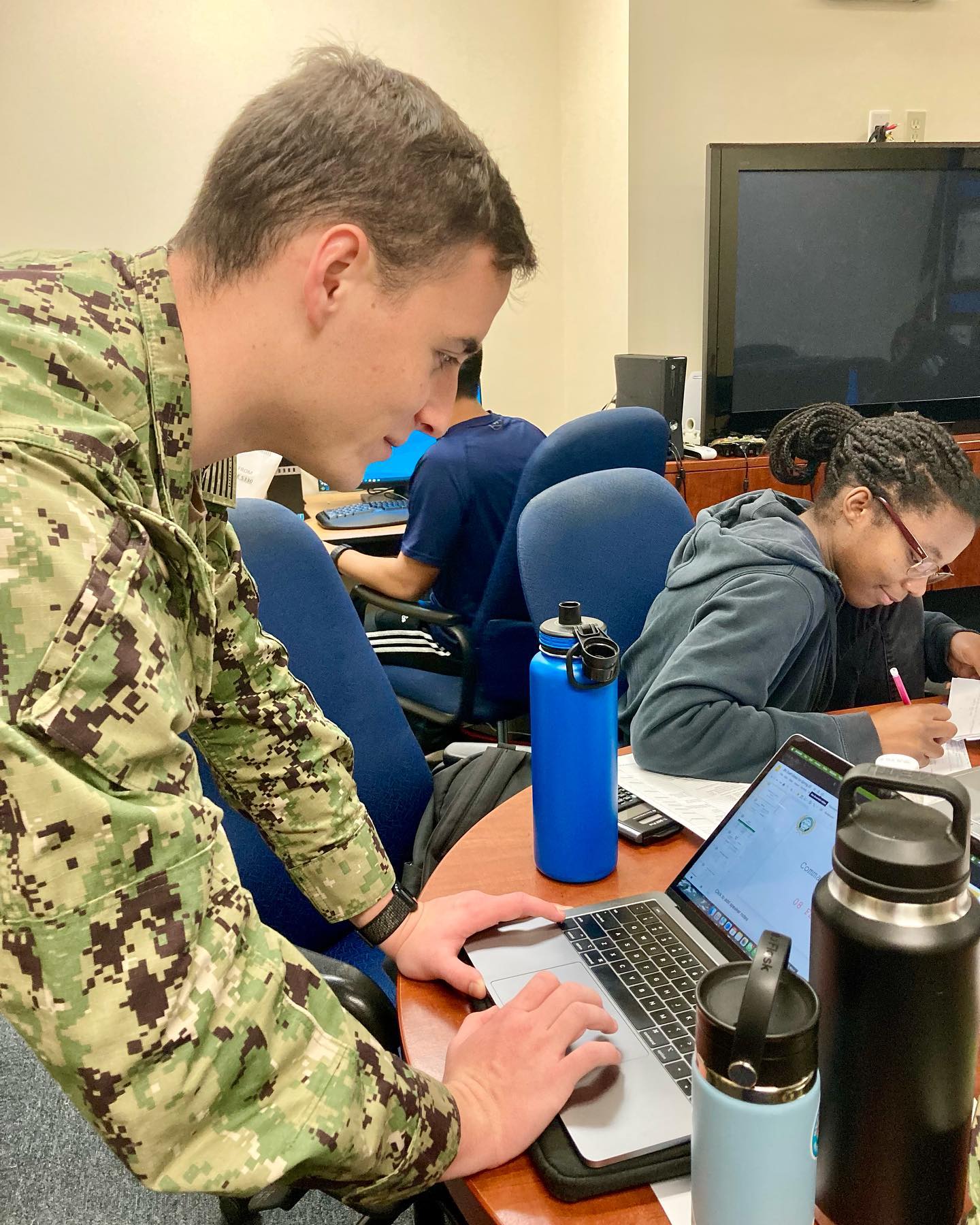 Midshipman on a laptop